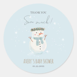 Sticker Rond Merci motoneige mignon neige beaucoup petite