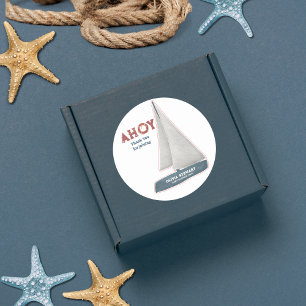 Sticker Rond Merci nautique Baby shower nautique