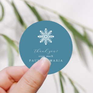 Sticker Rond Merci Neige Beaucoup Bleu Quinceanera d'hiver