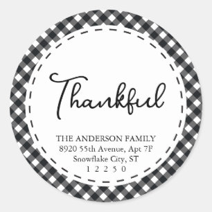 Sticker Rond Merci Noir & Blanc moderne Simple Thankgiving