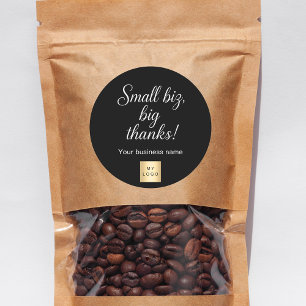 Sticker Rond Merci noir blanc script logo d'entreprise