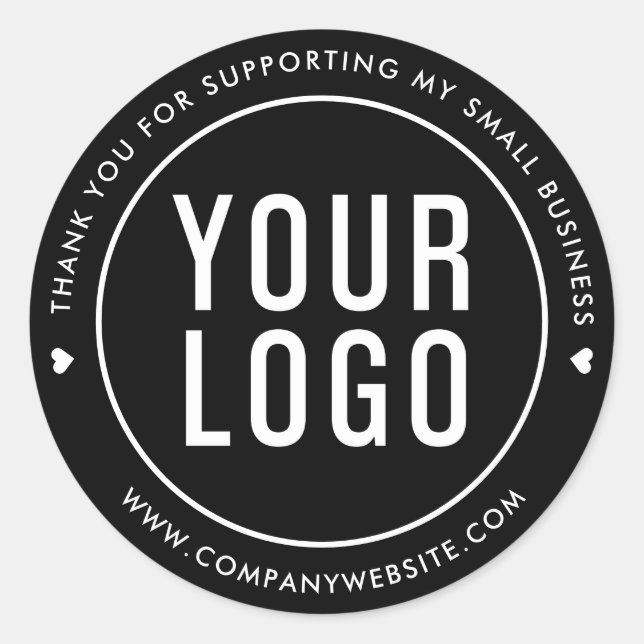 Sticker Rond Merci noir pour soutenir ma petite entreprise (Devant)