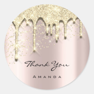 Sticker Rond Merci Nom 16e Baby shower Parties scintillant 3D R