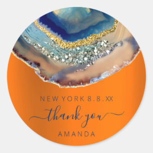 Sticker Rond Merci Nom 16e Parties scintillant nuptiale Gold Ma