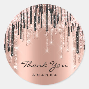 Sticker Rond Merci Nom 16ème Rose Copper pour la Mariée