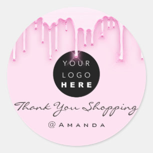 Sticker Rond Merci Nom commercial Instagra Logo rose