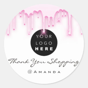 Sticker Rond Merci Nom d'achat Logo Lecteurs blancs