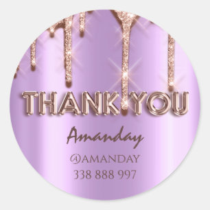 Sticker Rond merci Nom Drips Rose Instagra Purple