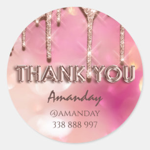 Sticker Rond Merci Nom Drips Rose Instagra web rose