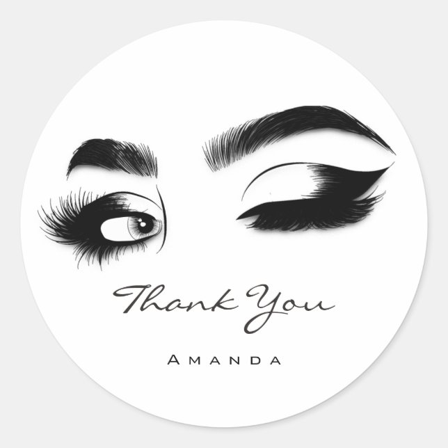 Sticker Rond Merci Nom Eyelash Logo Noir Blanc (Devant)