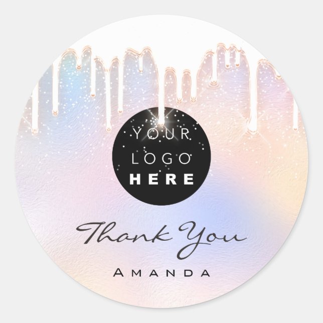 Sticker Rond Merci Nom maquillage Artiste Holographe Logo d'éti (Devant)
