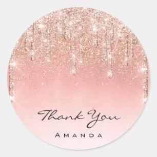 Sticker Rond Merci Nom maquillage Artiste Rose Parties scintill