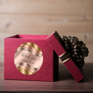 Sticker Rond Merci Nom Rose Gold 16e Mariage