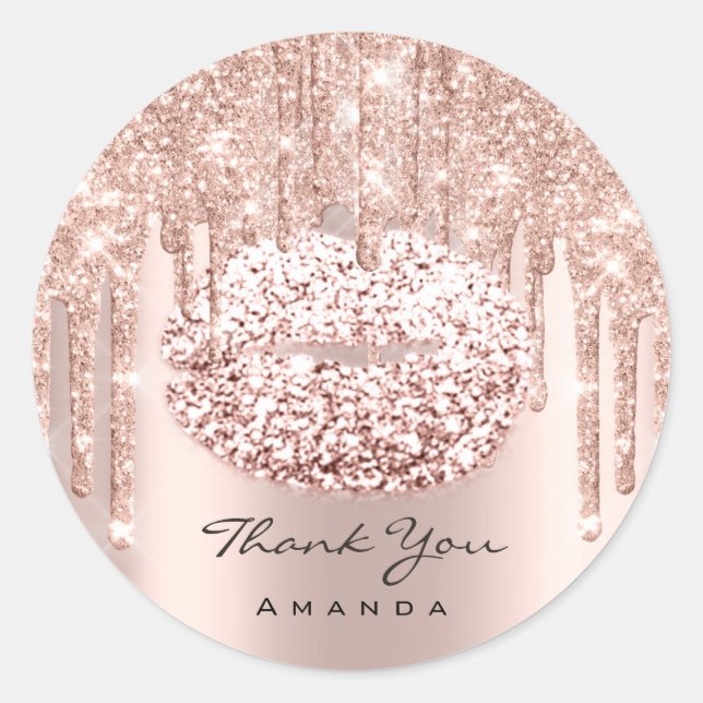 Sticker Rond Merci Nom Sweet 16e Fête des mariées Rose (Devant)