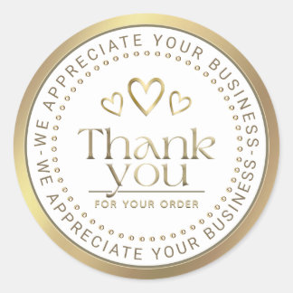 STICKER ROND MERCI OR COEURS LOGO AFFAIRES