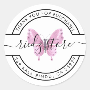 Sticker Rond Merci papillon