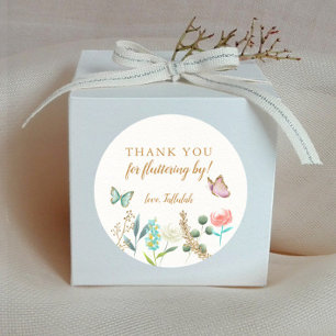 Sticker Rond Merci Papillon Pour Flutter Par Parti Favoriser