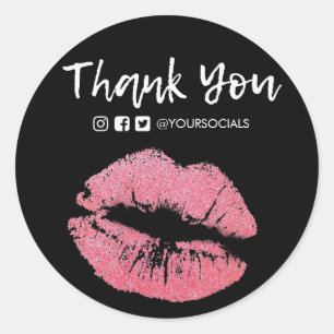 Sticker Rond Merci Parties scintillant Kiss Media Insert
