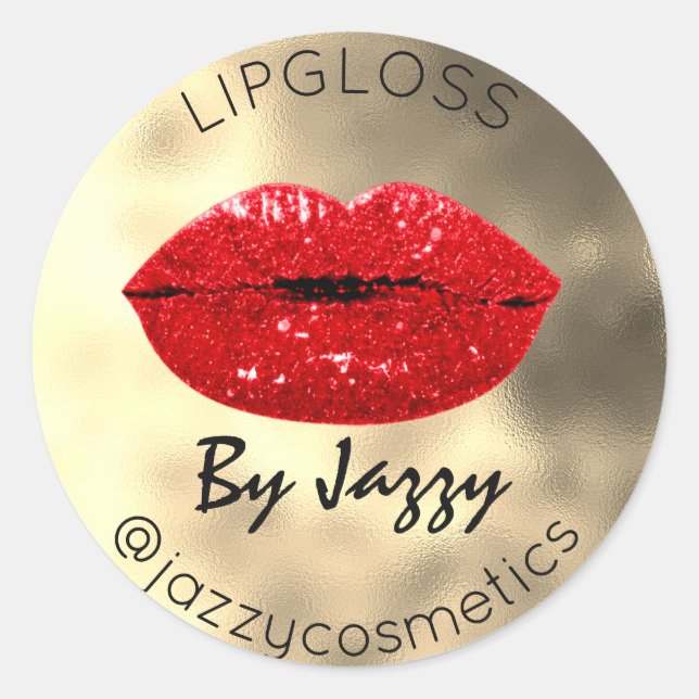 Sticker Rond Merci Parties scintillant Lipgloss Par Gold Makeup (Devant)