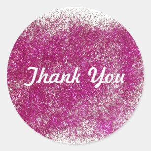 Sticker Rond Merci Parties scintillant magenta