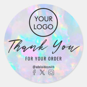 Sticker Rond merci pastel opal gemstone