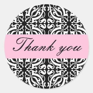 Sticker Rond Merci - Personnalisable (Damas noir et blanc)