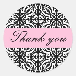 Sticker Rond Merci - Personnalisable (Damas noir et blanc)
