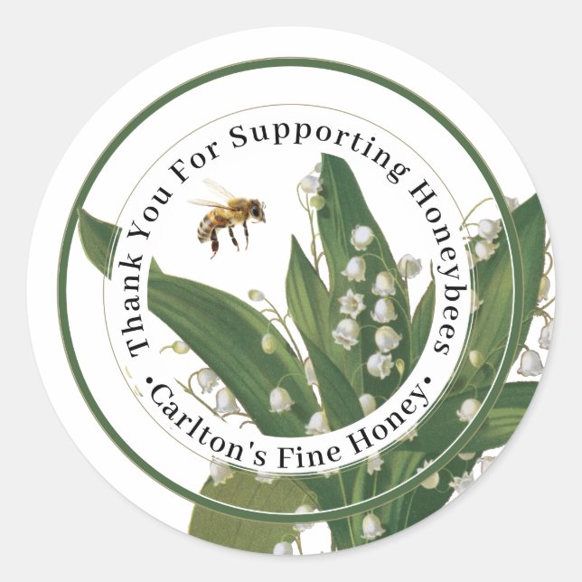 Sticker Rond Merci personnalisé Fleur sauvage de miel abeille É (Devant)