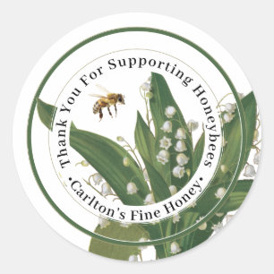 Sticker Rond Merci personnalisé Fleur sauvage de miel abeille É