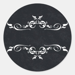 Sticker Rond Merci personnalisé noir et blanc