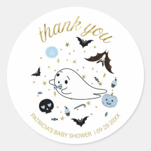 Sticker Rond Merci Petit Boo Halloween Baby shower garçon