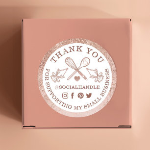 Sticker Rond Merci Petite boulangerie Rose Gold Parties scintil