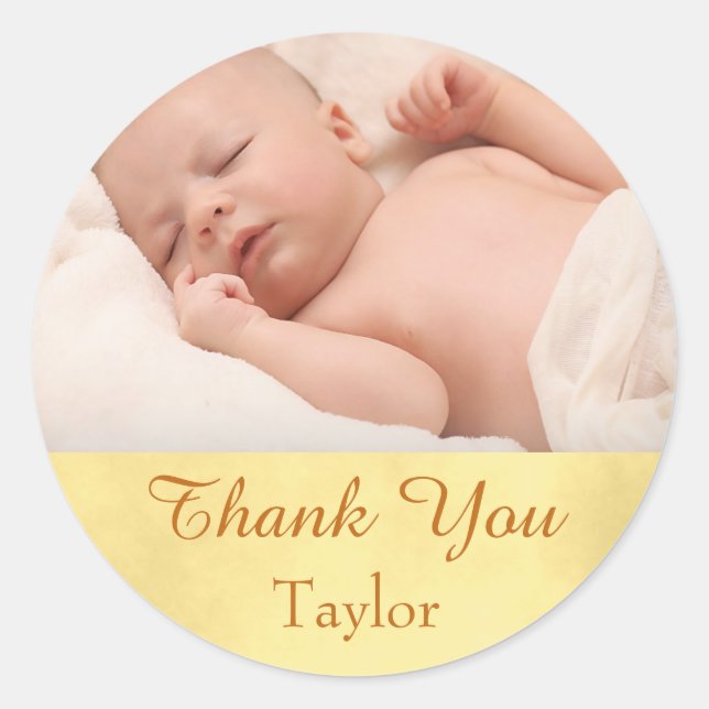 Sticker Rond Merci Photo Baby (Devant)