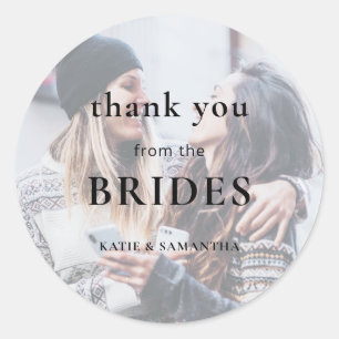 Sticker Rond Merci photo de la Mariage lesbienne Brides