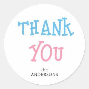 Sticker Rond Merci Pink Blue Genre Revevela Party