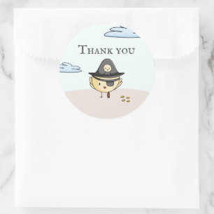 Sticker Rond Merci Pirate Oeil Patch Fête Oiseau