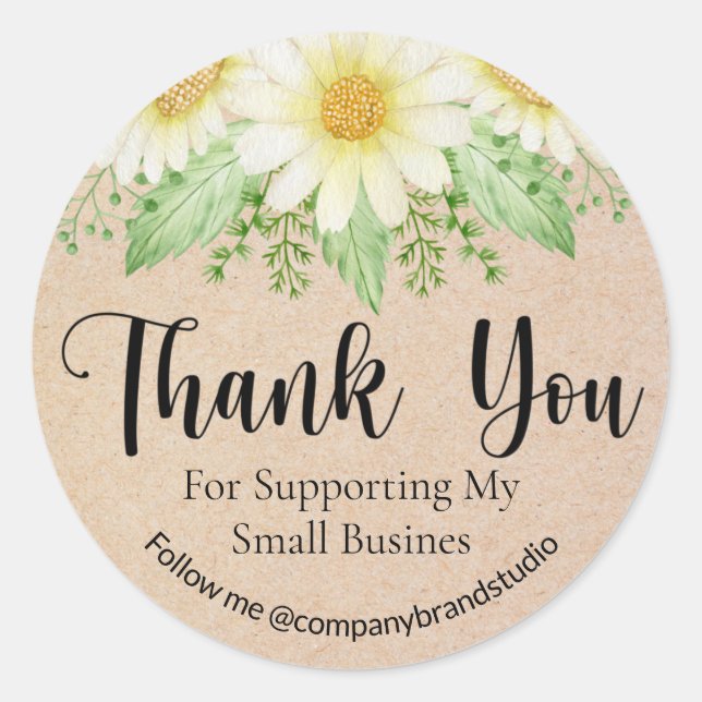 Sticker Rond Merci Pour Aider Ma Petite Entreprise Florale (Devant)