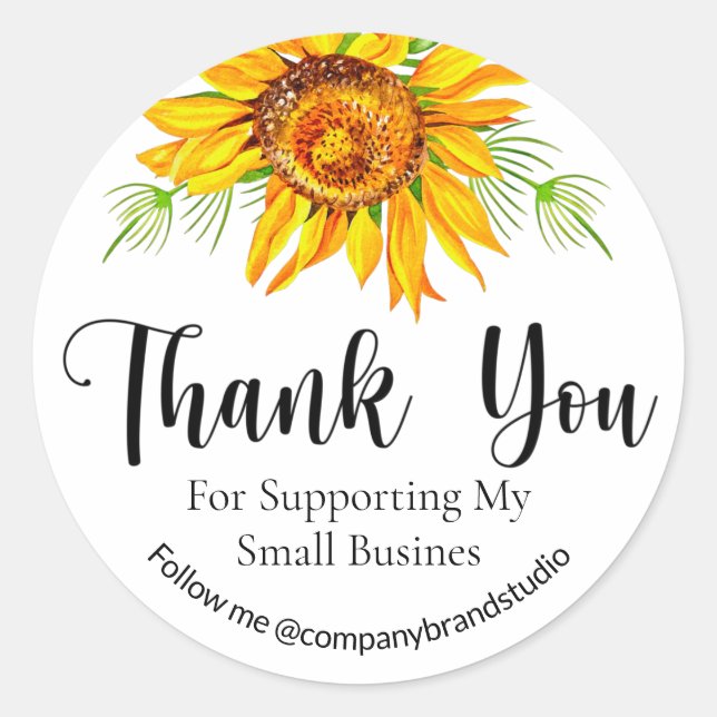 Sticker Rond Merci Pour Aider Ma Petite Entreprise Florale (Devant)