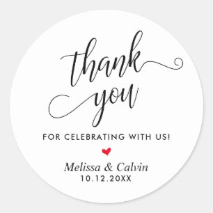 Sticker Rond Merci pour célébrer avec nous, Mariage