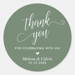 Sticker Rond Merci pour célébrer avec nous, Mariage