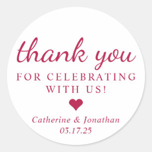 Sticker Rond Merci Pour Célébrer Le Mariage Bourgogne Faveur