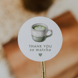 Sticker Rond Merci pour cette Baby Shower Matcha Sage verte