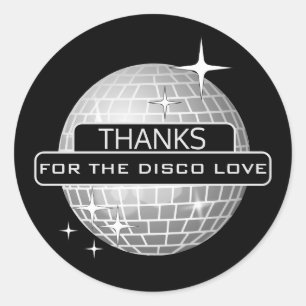Sticker Rond MERCI Pour Disco Love Ball Anniversaire Rétro