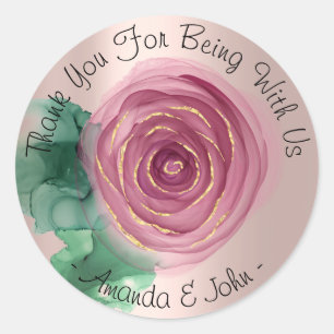 Sticker Rond Merci Pour Être Avec Nous Nom Rose Greener