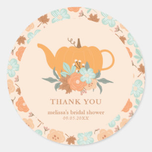 Sticker Rond Merci pour la Tea Party Pumpkin Bridal Shower