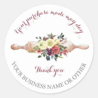 Sticker Rond Merci pour l'achat, petite boulangerie.