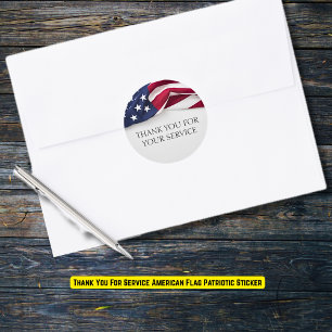 Sticker Rond Merci pour le service Drapeau américain Patriotiqu