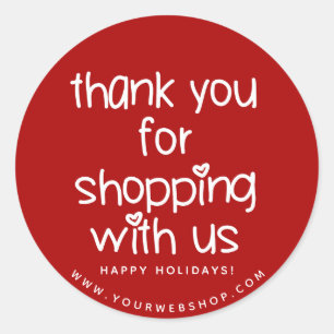 Sticker Rond Merci pour le shopping - Red Christmas Business