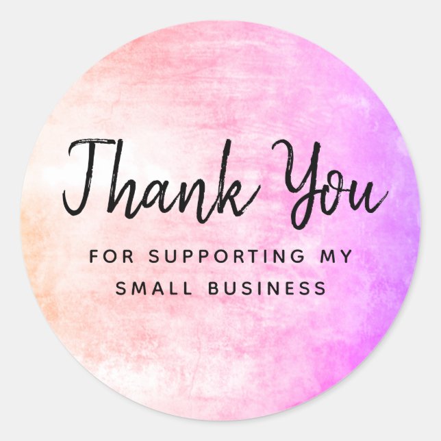 Sticker Rond Merci Pour Le Soutien À Ma Petite Entreprise (Devant)