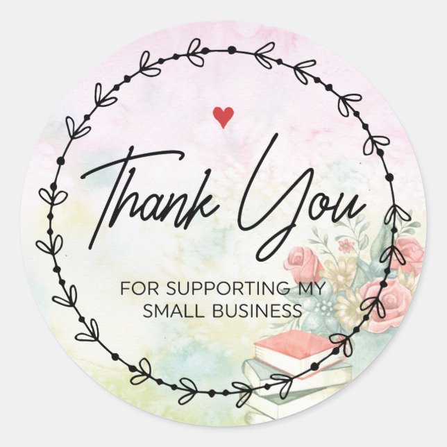 Sticker Rond Merci Pour Le Soutien À Ma Petite Entreprise (Devant)